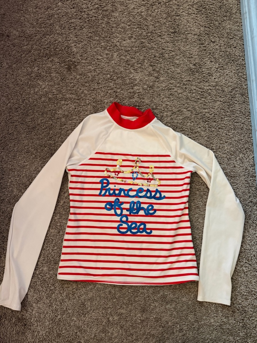 Lands' End Girls' Rashguard - Red, White & Blue princess of the Sea size 12